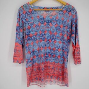 Before and Again Womens Signature Top Sz L Boho Casual Geometric Lightweight USA